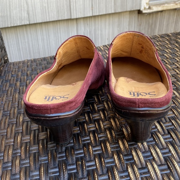 Sofft Camille Aubergine Red Suede Mules - Picture 4 of 11